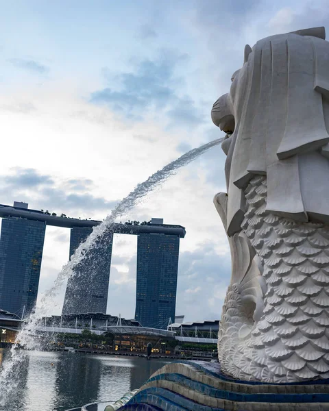 Singapore Merlion Park Skyline Marina Bay Sands Shoppes Marina Bay — Fotografia de Stock