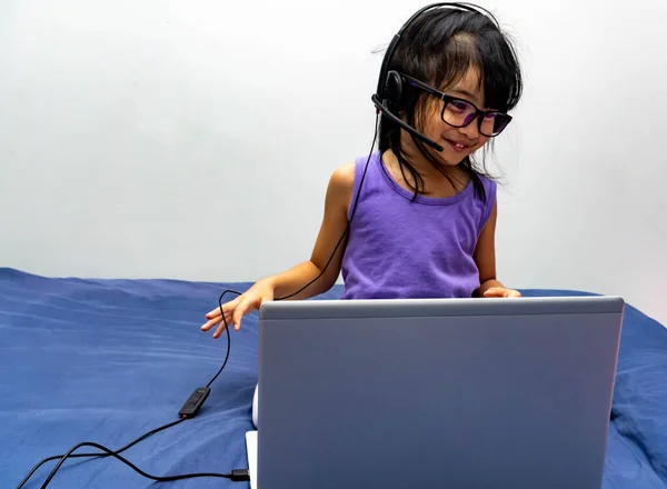 Bella Bambina Che Finge Voler Lavorare Casa Bambino Che Finge — Foto Stock