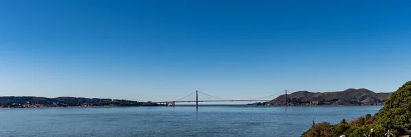 Panorama Záběr San Francisco California Downtown Skyline Golden Gate Bridge — Stock fotografie