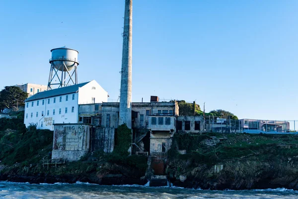 Elektrárna Vodárenská Věž Skladiště Věznici Alcatraz Island San Francisco California — Stock fotografie