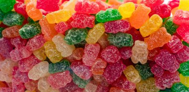 Şeker kaplı jelibon. Renkli jelibon ayı.