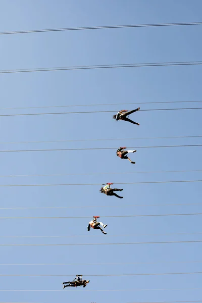 Turista Těší Flylinq Zipline Las Vegas Strip Las Vegas Nevada — Stock fotografie