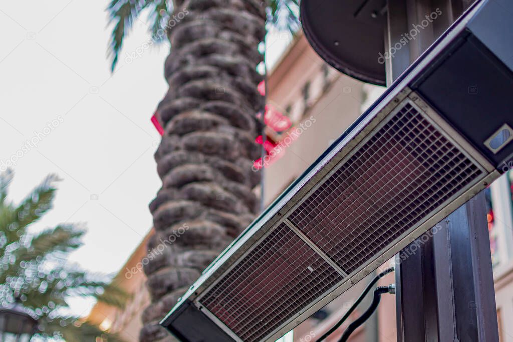 Heater on a street to help warm people during cold weather