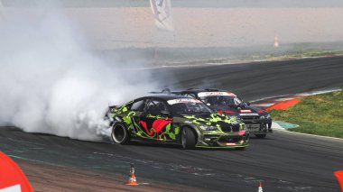 Oschersleben, Almanya, 31 Ağustos 2019: Clemens Kauderer 4. Asya Arena 'daki Drift Kings Uluslararası Serisi sırasında Bmw E92' sini sürüyor.