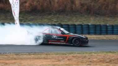 Oschersleben, Almanya, 30 Ağustos 2019: Almanya'daki Drift Kings Uluslararası Serisi sırasında bmw M3 E36 Cabrio kullanan yarış pilotu Gregor Kavalir.