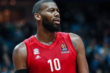 Berlin, Almanya, 18 Aralık 2019: Greg Monroe Euroleague basketbol maçı sırasında Mercedes Benz Arena 'da Alba Berlin Fc Bayern Münih' e karşı