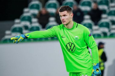 Wolfsburg, Almanya, 12 Aralık 2019: Vfl Wolfsburg, Almanya 'daki Volkswagen Arena' da Vfl Wolfsburg ve As Saint-Etienne arasında oynanan Uefa Avrupa Ligi karşılaşmasında Vavao Pervan.