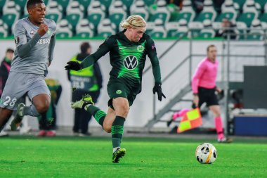 Wolfsburg, Almanya, 12 Aralık 2019: Vfl Wolfsburg 'dan Xaver Schlager, Vfl Wolfsburg ve As Saint-Etienne arasında oynanan Uefa Avrupa Ligi maçı sırasında Almanya' nın Wolkswagen Arena şehrinde oynanmıştır..