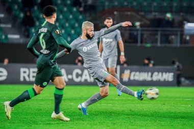 Wolfsburg, Almanya, 12 Aralık 2019: Uefa Avrupa Ligi maçında Vfl Wolfsburg ve As Saint-Etienne arasında Wolkswagen Arena, Almanya 'da oynanan karşılaşmada futbolcu Franck Honorat.