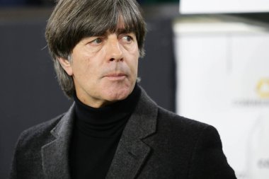 Wolfsburg, Almanya, 20 Mart 2019: Almanya 'nın Sırbistan' a karşı oynadığı uluslararası dost futbol karşılaşmasında Almanya milli takım teknik direktörü Joachim Low.