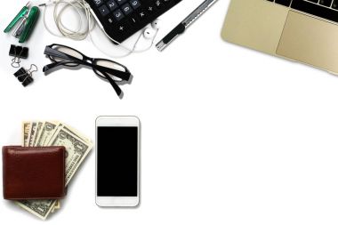Bize dolar sayısı, smartphone ile siyah ile beyaz Ofis Masası 