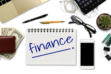 Not defteri - beyaz Ofis Masası ile smartphone blac ile finans