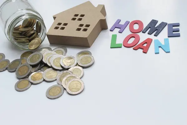 HOME LOAN - Mortgage loan and Coins of thailand property for con — Stock Photo, Image