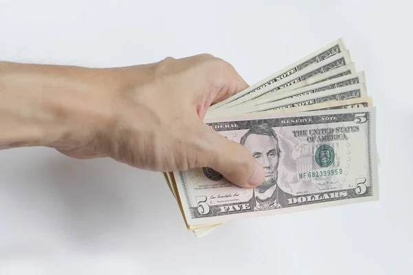 Pague o dólar americano em um fundo branco — Fotografia de Stock