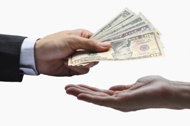 ABD Doları beyaz bir arka plan üzerinde ödeme