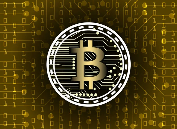 Conexión de red bitcoin y blockchain, bloque de moneda virtual — Vector de stock