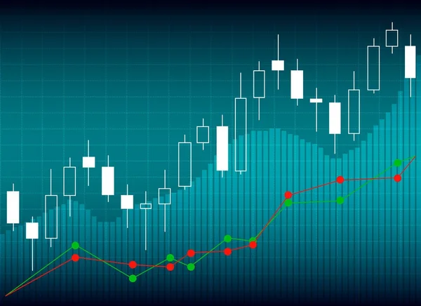 Gráfico de vara de vela gráfico de negociação de investimento no mercado de ações, Sto — Vetor de Stock