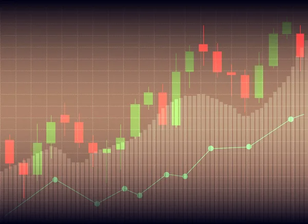 Graphique en bâton de bougie du trading d'investissement boursier, Sto — Image vectorielle