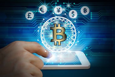 Elini kullanma smartphone bitcoin ve blockchain ağ bağlantısı, S