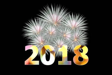 Havai fişek kutlama mutlu yeni yıl 2018 siyah adam