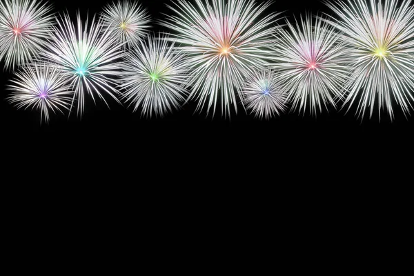 Das Feuerwerk feiert Neujahr auf schwarzem Hintergrund — Stockfoto