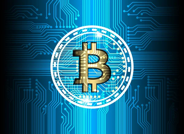 Bitcoin і блокчейн цифрові технології, віртуальний валютний блок — стоковий вектор