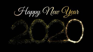 Arka planda 2020 parıltılı efekt. Yeni yıl 2020 altın pa