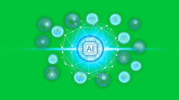 Artificial Intelligence (AI) technology icon over the Network co