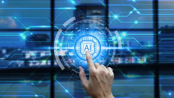 Icono de la tecnología de Inteligencia Artificial (AI) sobre el — Foto de Stock