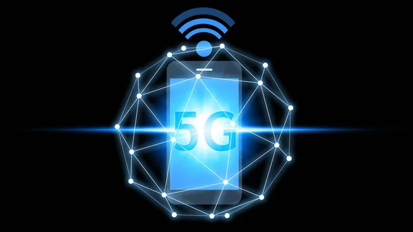 Smartphone connection 5G icon technology, Smartphone using 5G technology with virtual screen icon, Technology Internet 5G global network concept.