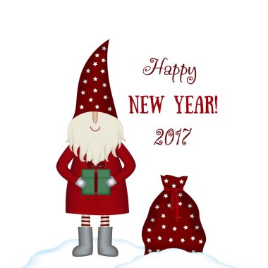 Noel vektör kartı Noel Baba hediye izole.