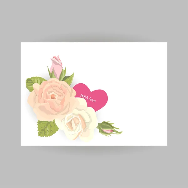 Floral vintage kaart met hart — Stockvector