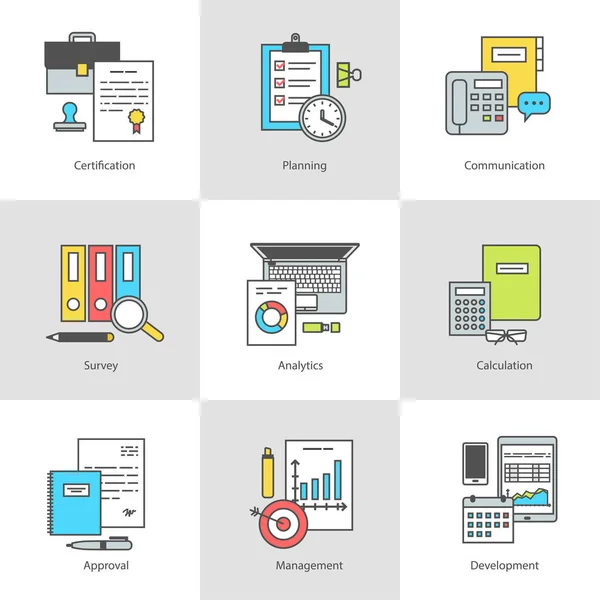 Conjunto vectorial de iconos documentos, gestión y control — Archivo Imágenes Vectoriales