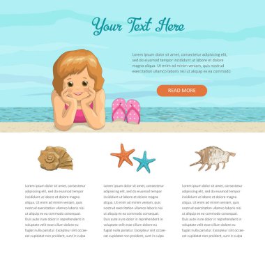 Tatil şablonu kız sahilde