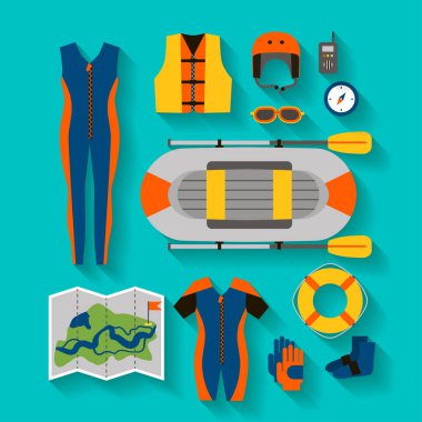 Spor ve açık hava etkinlikleri düz tasarım araçlar kümesi.