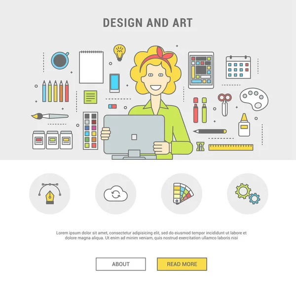 Ensemble d'icônes vectorielles pour fille designer et accessoires pour le design — Image vectorielle