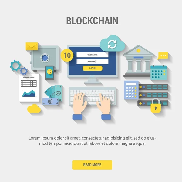Blockchain kavramı afiş ile cryptocurrency