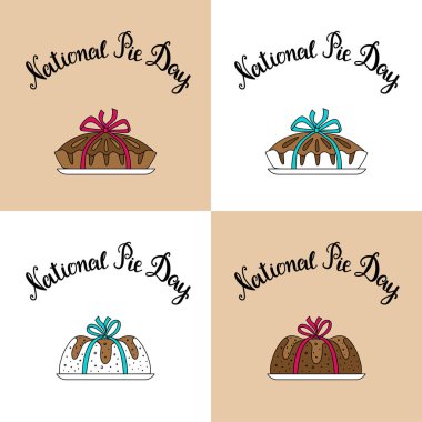 Set four square banner national pie day clipart