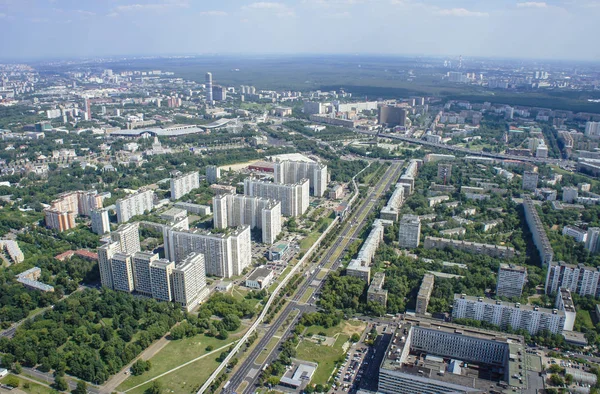 Top view of big city in the summer.