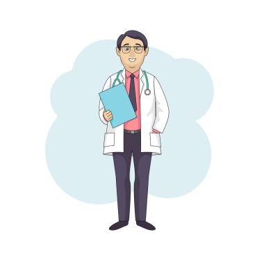 Asyalı doktor Profesör, beyaz ceket söz