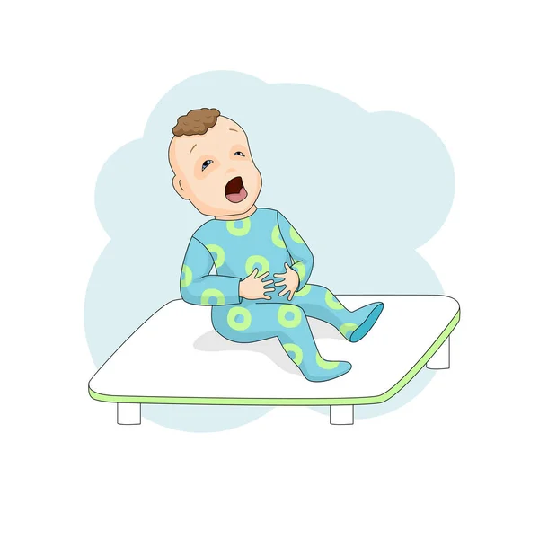 Küçük çocuk kliniği çığlıkları, mide için clings.