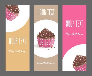 Pasta ile dikey dar afiş kümesi