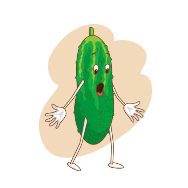 Karikatür tarzı anahatları ile sürpriz duygusal sebze