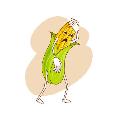 Karikatür tarzı anahatları ile üzgün duygusal sebze