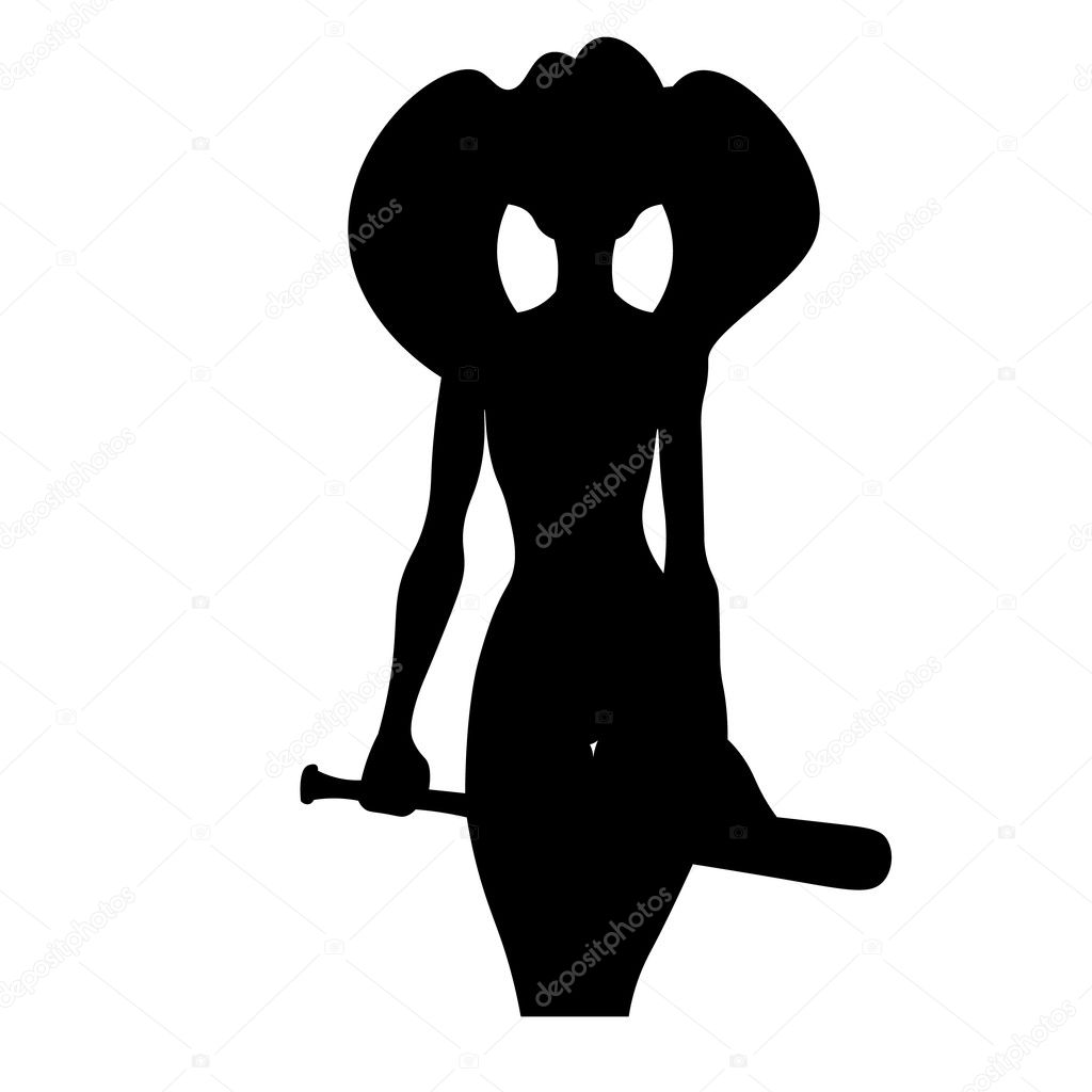 Sexy woman silhouette with baseball bat
