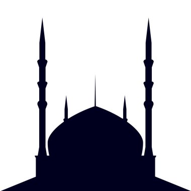Beyaz arka plan üzerinde cami siluet,
