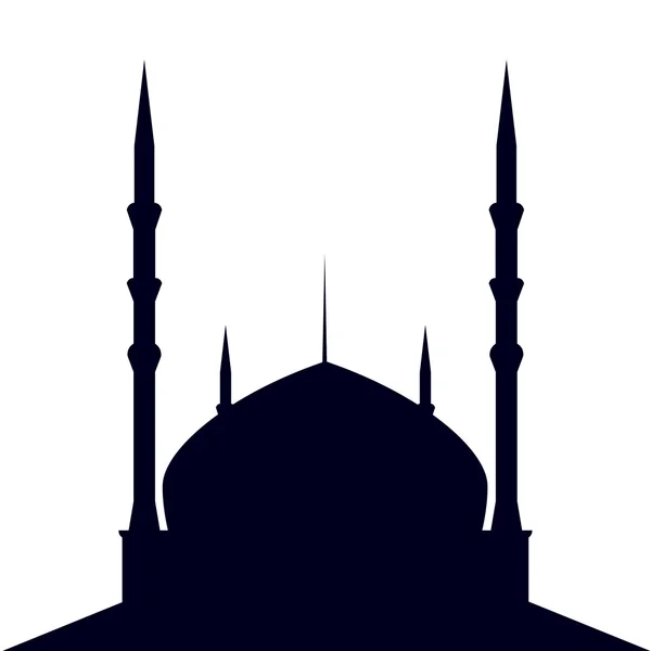 Moskee silhouet op witte achtergrond, — Stockvector
