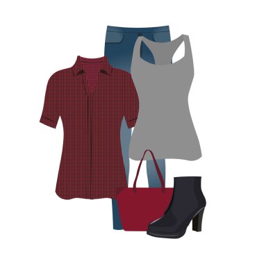 Giysi günlük giyim için vektör ayarla,