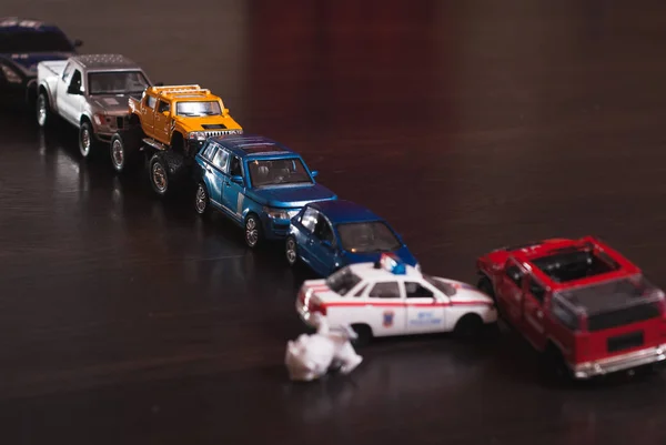Embouteillage des voitures jouets , — Photo