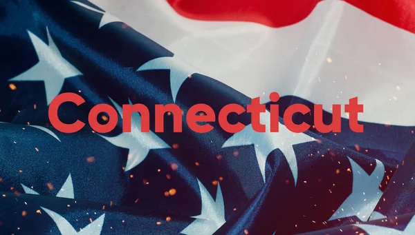 Text Connecticut, bandera de los Estados Unidos de América —  Fotos de Stock